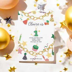 Charm Bracelet 4. Geburtstags-Party Einladung