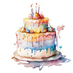 Watercolor Whimsical Birthday Cake Aufkleber