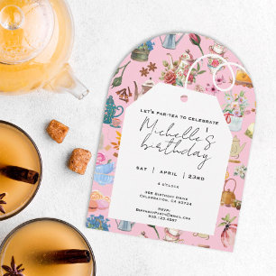 Lasst uns Par Tea Garden Floral Geburtstagsparty P Runder Aufkleber