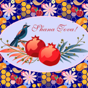 Happy Rosh Hashanah Jüdisches Neujahr Blumenmagnet Magnetkarte