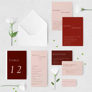 Moderne Bohemische Hochzeit Terracotta Erde Einladung