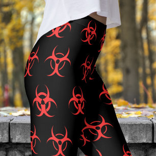 Dicke Schwarz-Rot-Biogefährdung-Muster Yoga Capri Leggings
