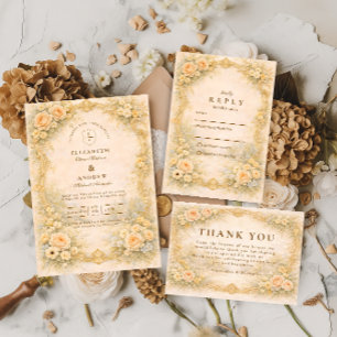 Romantische barocke Gartenhochzeit RSVP Karte