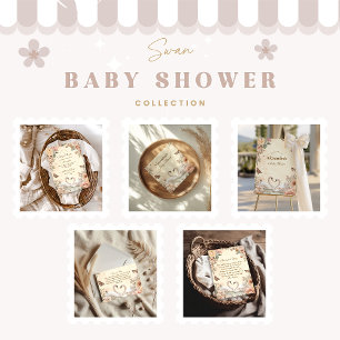 Romantische Floral Swan Diapper Raffle Begleitkarte