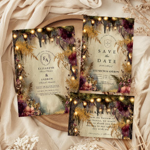 Verzauberte Waldlichter Florale Hochzeit Save The Date