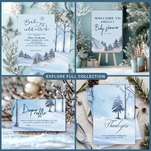 Baby seine kalte draußen im Winter Schneeflocken B Dankeskarte