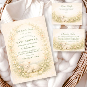 Vintage Little Lamb Floral Kranz Baby Shower Einladung