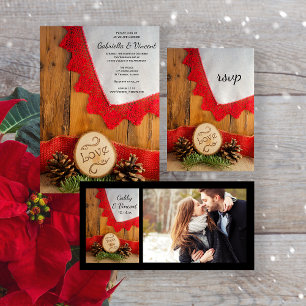 Rustikale Pines und Red Lace Winter Wedding RSVP C