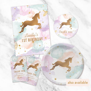 Pastel Unicorn Geburtstagsparty Danke Runder Aufkleber
