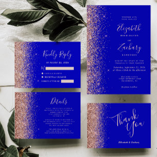 Royal Blue Rose Gold Imitats Glitzer Edge RSVP Car
