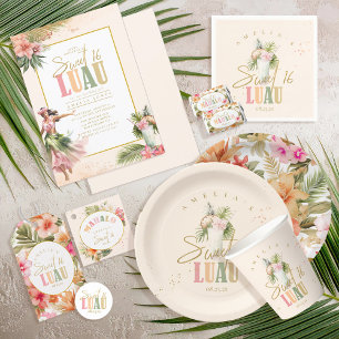 Hawaiian Luau 16 . Geburtstag ID1092 Runder Aufkleber