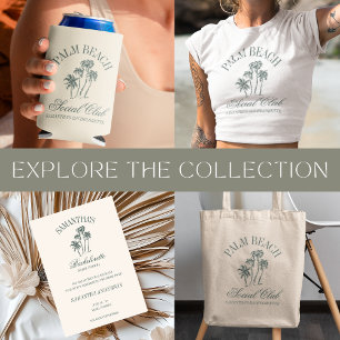 Retro Luxe Beach Bachelorette Social Club Logo T-Shirt