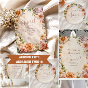 Pink Romantische Wildblumen Pastell Sweet 16 Banner