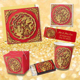 Dragon Phoenix Red Gold Chinesisches Hochzeitspaar