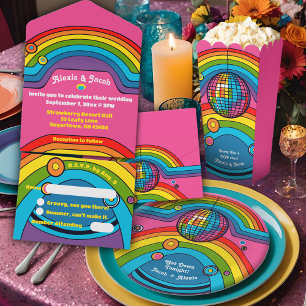 Rainbow Disco Mirror Ball Groovy Dance Party Funky Runder Aufkleber