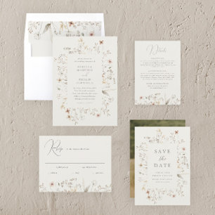 Boho Floral Wreath Wildblume Wedding Einladung