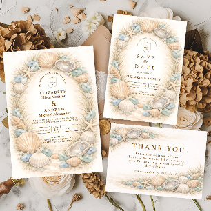 Küsten-Muschel-Kranz-Hochzeit Save The Date