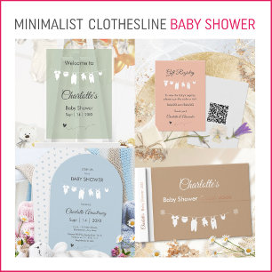 Neutrale Babydusche mit Minimalistischer Minze Einladung