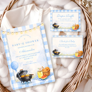 Blaues Gingham Baby Q Babyshower Serviette