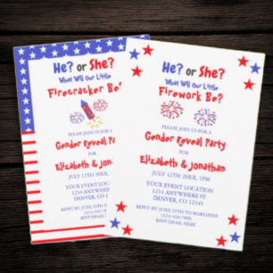 Little Firecracker American Gender Reveal Einladung