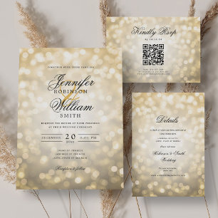 Elegante romantische Bokeh Lights Hochzeitdetails Begleitkarte