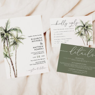 Palm Tree Tropical   Minimale einfache Hochzeit Einladung