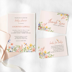 Blume und Libellen Romantischer Garten Einladung