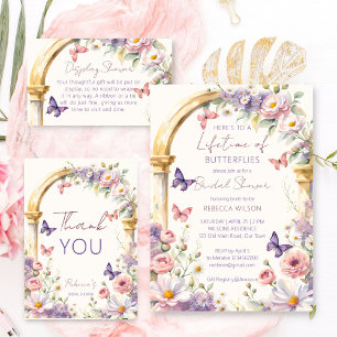 Lebenszeit der Schmetterlinge, blumengeschmücktes  Einladung