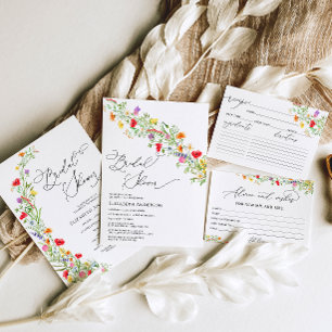 Elegante Wildblume Wasserfarbenes Brautparty Einladung