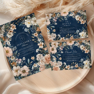 Navy Blue Wildblume Meadow Garden Abschluss Dankeskarte