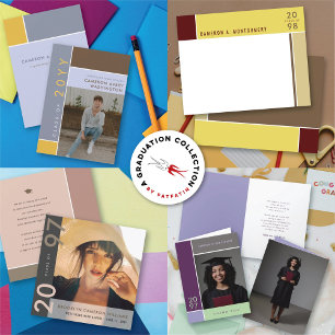 Mondrian Color Blocks Grad Moderner Foto Abschluss Ankündigung