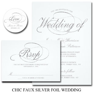 Chic Imitate Silver Foil Script Einladung