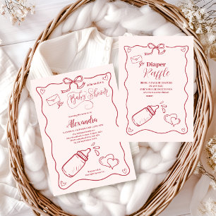 Doodle Hand Draw Bow Baby Showbücher für Baby Begleitkarte