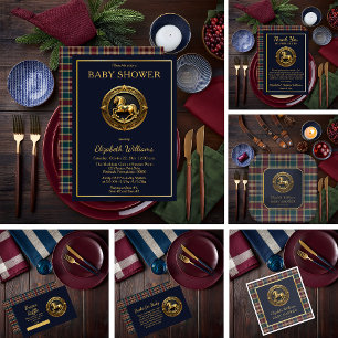 Preppy Rocking Horse Blue Flat Danke Karte