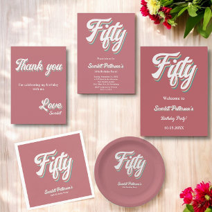 Vintag Retro 70er Groovy Einzigartiger 50. Geburts Einladung