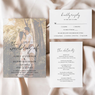 Aimee Rustic Script Moderne Hochzeit RSVP Karte