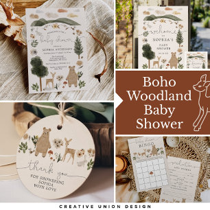 Boho Woodland Display Dusche Babyduschkarte Begleitkarte