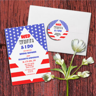 Wed, White & I Do Patriotic Wedding Event Runder Aufkleber