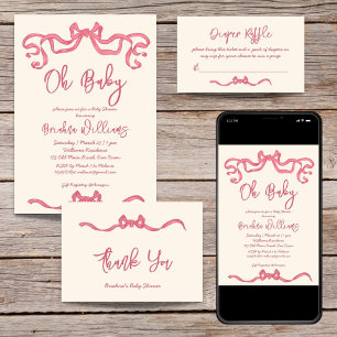 Rosa Bänder Skizze Babydusche Begrüßungszeichen Poster