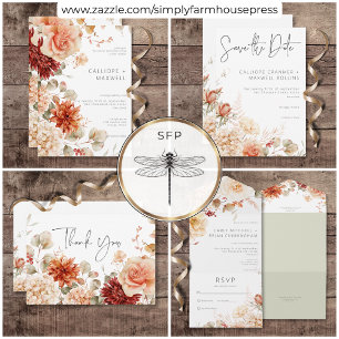 Spicy Fall Rust & Blush Boho Blues Hochzeit Dankeskarte