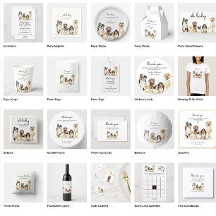 Adorable Hunde Welpen Kinderdusche Einladung