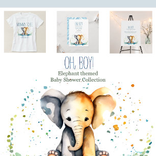Einfache Baby Elephant mit Mommy's Name Baby Showe Runder Aufkleber