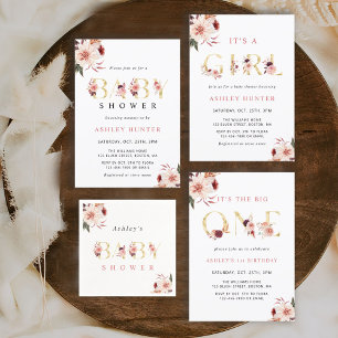 Floral Gold Letter Elegante Girl Baby Shower Napki Serviette