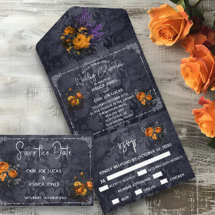 Speichern Sie das Datum Halloween Hochzeit Orange  Save The Date