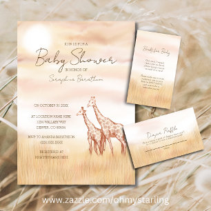 Safari Giraffe Baby Shower lädt Gender Neutral ein Einladung