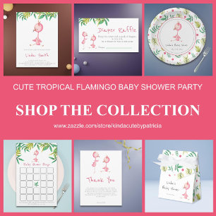 Tropical Flamingo Triplets Baby Shower Einladung