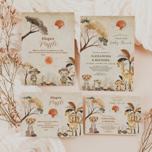 Foto Wild One Safari Animals Kinderdusche Dankeskarte