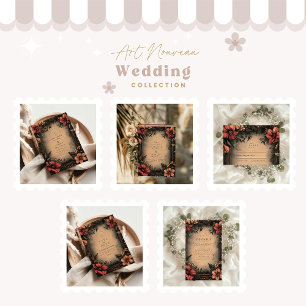 Dark Floral Art Nouveau Wedding Einladung