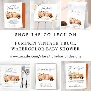 Pumpkin Floral Vintag Truck Virtual Baby Dusche Einladung