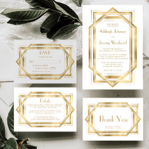 Deco White Gold Hochzeit von Vintage 1920 Vielen D Karte